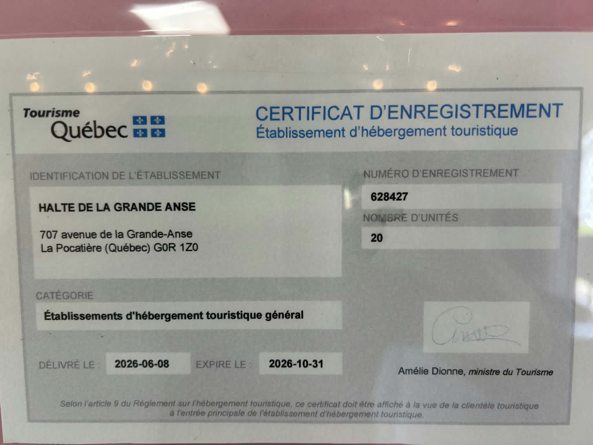 Notre établissement est officiellement enregistré auprès de Tourisme Québec et membre de Camping Québec afin d’offrir un séjour conforme aux normes de qualité et de sécurité de l’industrie touristique québécoise.
